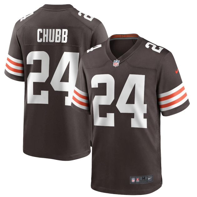 mens nike nick chubb brown cleveland browns game player jersey